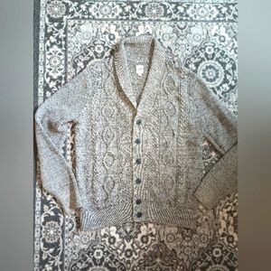 Gap Men's Fisherman Shawl Cardigan Medium Gray Grandpa Academia Heritage